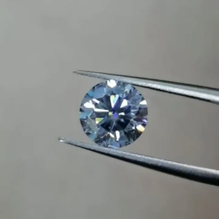 Çift takı 1 karat yuvarlak şekil mavi gevşek doğal Diamonds Moissanite elmas Gra sertifikası
