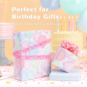 Watercolor Balloon Gift <b>Wrap</b> <b>Paper</b> Tassel Balloon Pattern Double Sided For Girl Birthday Party Favor Box Craft Wrapping Sheet - Product Image 4