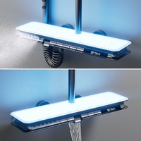 Système de panneaux de douche de luxe intelligents avec affichage LED, effet pluie douce, pour appartement, avec robinet en céramique, en laiton, fonction SPA et cascade massante