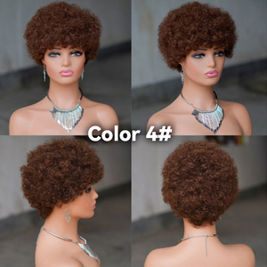 Alta calidad 100% sin procesar crudo Afro rizado virgen <span class=keywords><strong>Peluca</strong></span> de cabello humano cutícula alineada cabello sin encaje <span class=keywords><strong>peluca</strong></span> para mujeres negras - Product Image 2