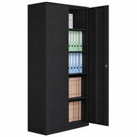 Armoire de classement noire moderne verrouillable, structure démontable, armoire de rangement pour documents de bureau