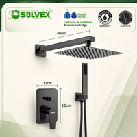 Set Shower Dinding SOLVEX Timur Tengah dengan Kepala Shower Persegi 8 inci dari Baja Anti Karat, Set Sistem Shower Tangan, Keran Kamar Mandi