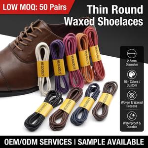 Lacci per Scarpe Cerati Sottili e Rotondi Personalizzati, Spessore 2,5 MM, Impermeabili, per Scarpe Eleganti e Stivali da Uomo e Donna, Oxford - Product Image 1