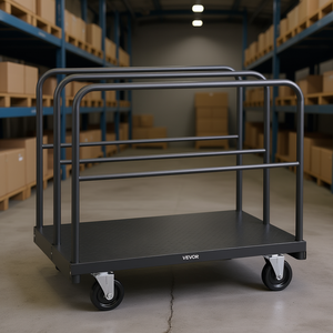 Carrello Portapannelli in Acciaio, Capacità 816 kg, Ruote da 5 Pollici, Piattaforma 91x61 cm, Carrello Impilabile per Magazzino - Product Image 2