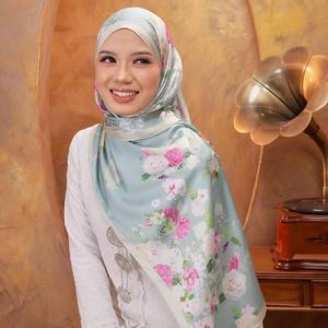 कस्टम लोगो डिजिटल मुद्रित मैट सैटिन मेदिना रेशम शॉल तुर्की हिजाब स्कार्फ 2023 बालों की महिलाओं के लिए स्टाइलिश - Product Image 4