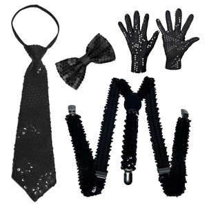 5 pièces Cravates à paillettes pour fête, cosplay, accessoires de costume, <span class=keywords><strong>cravate</strong></span> de danse scintillante, cravates rétro disco pour accessoires de fête - Product Image 4