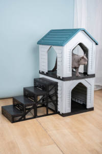 Casa de plástico multicapa para perros, caseta de fácil instalación para interiores y exteriores - Product Image 5