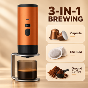 เครื่องชงกาแฟเอสเพรสโซแบบพกพา 3 in 1 ชาร์จด้วย USB ใช้ได้ทั้งกาแฟร้อนและเย็น สำหรับแคปซูล กาแฟบด และ ESE Pod เหมาะสำหรับการเดินทาง ท่องเที่ยวกลางแจ้ง รับผลิตแบบ OEM ODM - Product Image 2