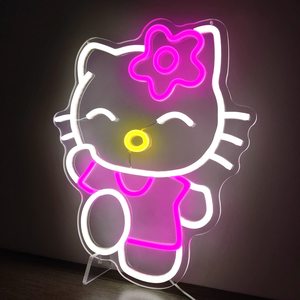 Letrero de Neón Acrílico Personalizado de Hello Kitty, Linda Luz de Neón LED Rosa y Blanca para Decoración de Pared de Dormitorio - Product Image 5