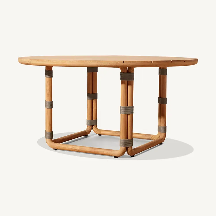 Высокий и популярный дизайн открытый обеденный круглый стол и стул для сада и открытого обеденного стола из массива дерева обеденный стол