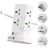 Multiprise universelle à 8 prises avec 4 ports USB-C et 1 port USB-A, cordon rétractable, double interrupteur indépendant, OEM ODM