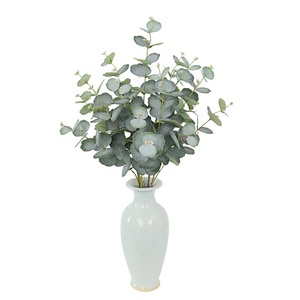 Tallos <span class=keywords><strong>de</strong></span> Eucalipto Artificiales, Hojas <span class=keywords><strong>de</strong></span> Dólar Plateado Realistas para Decoración del Hogar y Bodas - Product Image 1