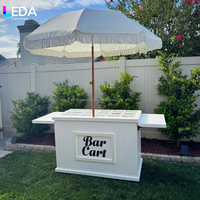 Chariot de bar mobile pliable en PVC blanc LEDA, table d'appoint, chariot à nourriture pour mariage, anniversaire, baby shower, banquet, événements