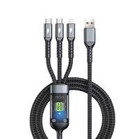 Câble de charge rapide Usb 3 en 1 de voiture universelle multiple transparente chaude pour type-c Android 3in1 câbles de charge de données de tresse en Nylon