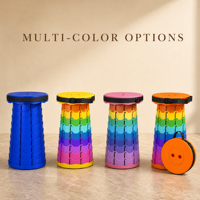 Tabouret pliant arc-en-ciel multicolore, siège rond en plastique, options de couleurs variées, pour la décoration de la salle de jeux des enfants, idéal pour les fêtes et les jeux d'enfants