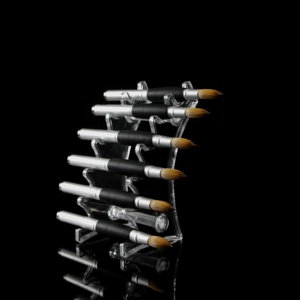 Pincel de Uñas Acrílico de Alta Calidad, 100% <span class=keywords><strong>Kolinsky</strong></span>, Color Negro con Mango de Plástico, Virola Plateada, Redondo - Product Image 4