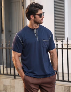 Camiseta Henley de Punto de Secado Rápido Personalizada para Hombre, Estilo Americano, Informal, Verano, Corte Regular, Poliéster y Elastano, Ropa al por Mayor - Product Image 5