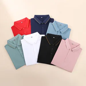 Personalized Custom High Quality Gold Thread Button Down Collar Blank Mercerized Cotton Golf Polo Shirts For Men