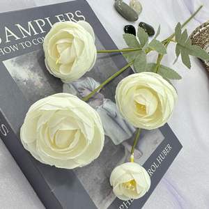 ดอกไม้ประดิษฐ์แบบ 4 หัว รูปดอกบัว ผ้าไหม สำหรับตกแต่งบ้าน ตกแต่งโต๊ะทำงาน ใช้เป็นพร็อพถ่ายภาพงานแต่งงาน ตกแต่งวันหยุด - Product Image 6