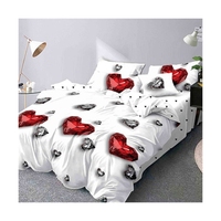 Housse de couette et ensemble de draps en polyester 100% tissu 130GSM avec housses d'oreiller toucher coton