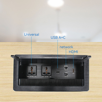Caja de Conexiones de Sobremesa, 2 Tomas de Corriente Universales Estándar, 2 Puertos USB, Tipo C, HDMI