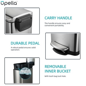Silver Foot Pedal Trash Can Household Kitchen Bathroom Office <strong>Bedroom</strong> Use Storage Bucket <strong>Bin</strong> for Waste Management - Product Image 3
