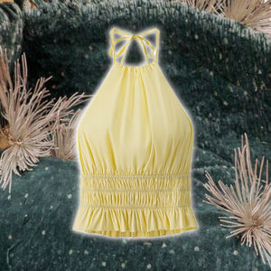 PB&ZA 2025 Camisetas sin mangas vintage de verano para mujer, nueva moda, elegantes camisolas con decoración de lazo, sin espalda y con cuello halter, estilo casual - Product Image 3