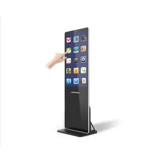 Nieuwe product vloerstaande alles in een touch screen computer reclame video monitoren totem met 2 schermen display