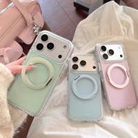 Nouvelle coque de téléphone magnétique translucide mate avec support annulaire métallique à 360° antichoc pour iPhone 17 15 16 Pro Max