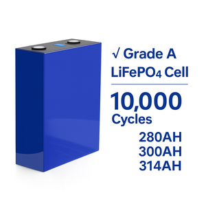 แบตเตอรี่ลิเธียมไอออน LiFePO4 แบบแท่งปริซึม 314Ah 3.2V สำหรับเก็บพลังงานแบบชาร์จได้ 10000 รอบการใช้งาน อุณหภูมิทำงาน -20~45 องศาเซลเซียส ผลิตในจีน 280AH - Product Image 1