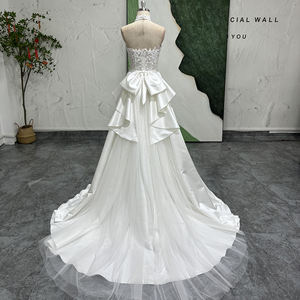 Jancember LSSG103 Robes de mariée trapèze élégantes chérie ivoire avec surjupe - Product Image 5