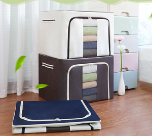 Hot Sell 600d Oxford Cloth 72L Waterproof Bold Steel Frame Storage Box Bag Odor-Free Clothes Quilt Savings