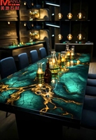 Meubles en pierre de luxe haut de gamme vert émeraude table à manger en pierre de luxe brésilienne comptoir d'hôtel lumière électrique lumineuse