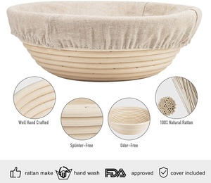 Kit de panier de levage pour pain rond de 10 pouces, ensemble de paniers de levage en rotin naturel pour la pâte à pain - Product Image 4
