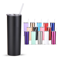 Ensemble droit de gobelet de sublimation de 20oz en acier inoxydable Offre Spéciale avec tapis de tasse en silicone de paille de couvercle, gobelet maigre vierge de sublimation