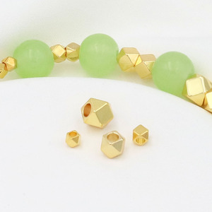 ลูกปัดทรงเพชรเคลือบทอง 14K ทำจากทองแดงเหลี่ยมเพชรพลอย สำหรับทำเครื่องประดับ DIY ขนาดกลาง D15 - Product Image 1