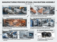 Refroidisseur de processeur et de carte graphique intégré à double ventilateur et caloduc, haute efficacité, faible bruit, pour PC de jeu et équipement industriel