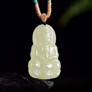 หยกโฮตันธรรมชาติ หยกขาว จี้พระอวโลกิเตศวร สไตล์จีน ดีไซน์ดั้งเดิม ของขวัญพร้อมใบรับรอง <span class=keywords><strong>HT21</strong></span> - Product Image 1