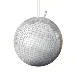 Bola de Discoteca Plateada de 12 Pulgadas con Anillo para Colgar, Iluminación para Fiestas, Modelo D0100HRIB02 - Product Image 1