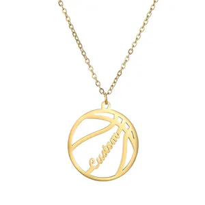 Sports Jewelry Basketball Pendant Custom Name Plate Necklace for Boys Girls Personalized Worlds Team Kids Necklaces