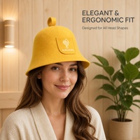 Chapeau de sauna unisexe respirant en feutre de laine épais moulé avec logo personnalisé brodé pour la protection des cheveux en spa et banya