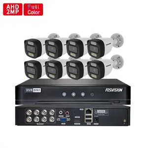 Fosvision AHD 8ch 2MP摄像机系统全彩夜视Dvr安全家庭系统视频监控Ahd摄像机1080p Ahd套件