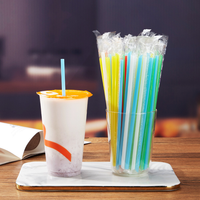 Pailles en papier jetables de 21 cm pour Bubble Tea, épaisses, arc-en-ciel, avec emballage individuel, pour les fournitures de bar et de fête