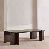 Table à manger impériale en chêne anthracite de style brutaliste, avec base en bloc massif pour villa, table rectangulaire, grande table de réunion, pièce maîtresse