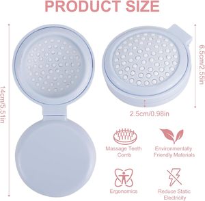 Peigne pliant mini de couleur unie à bas prix, brosse à cheveux de poche, peigne de voyage rond à coussin d'air escamotable avec miroir - Product Image 4