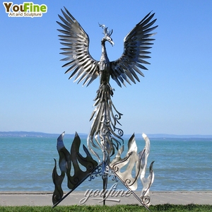 Tamaño personalizado Espejo moderno <span class=keywords><strong>Acero</strong></span> inoxidable Metal Animal Fénix Estatua - Product Image 6