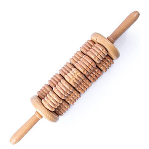 Rodillo de Masaje de Madera de Tres Filas para Drenaje Linfático, Herramienta de Masaje Corporal de Madera Manual Anticelulitis - Product Image 1