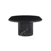 Table basse ovale en marbre naturel noir 100 %, faite à la main, avec base à double cannelure, facile à nettoyer, durable, mobilier de luxe pour la maison