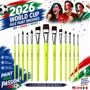 Lot de 13 pinceaux professionnels de haute qualité en nylon pour <span class=keywords><strong>peinture</strong></span> corporelle, avec virole en laiton, formes ronde, plate et angulaire, manche en bois, pour maquillage artistique - Product Image 1