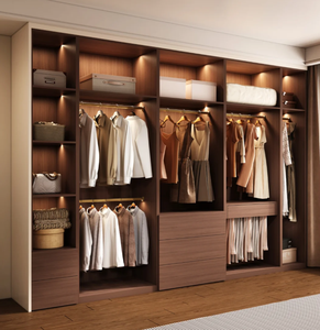 ตู้เสื้อผ้าอิสระทันสมัยพร้อมประตูบานพับสไตล์ไม้เมลามีนคุณสมบัติการพับที่สะอาดสำหรับห้องนอนอพาร์ตเมนต์หรือการใช้งานในโรงแรม - Product Image 2